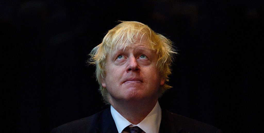 Boris Johnson looking up